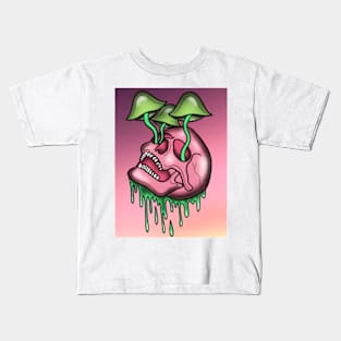 Trippy mushroom skull Kids T-Shirt